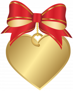 Gold Heart with Red Bow Transparent PNG Clip Art Image | Gallery ...