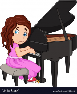 Cartoon little girl playing piano Royalty Free Vector Image ...
