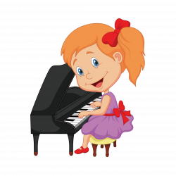Piano Cartoon Illustration - The little girl playing the piano 2126 ...