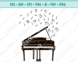 Piano keyboard Play Melody Musician Musical Instrument Beautiful .SVG .EPS  .PNG Vector Space Clipart Digital Download Circuit Cut Cutting