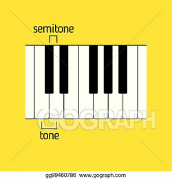 Vector Illustration - Piano keyboard. tone and semitone ...