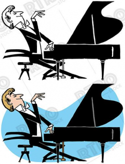 A cartoon of a pianist giving a concert on a grand piano ...