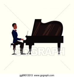 Clip Art Vector - Young african american man playing grand ...