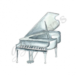 Watercolor Piano Clipart // Music Clipart