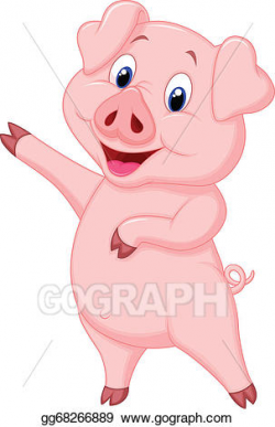 Vector Art - Cute pig cartoon presenting . Clipart Drawing ...