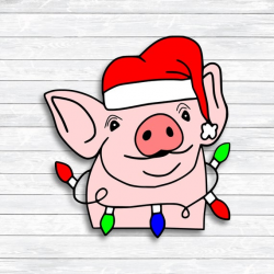 Pig Svg, Christmas Svg, Christmas Pig, Santa Pig, Christmas Clipart, SVG,  DXF, PNG, files for, Silhouette, Cricut, Iron on Transfer, Shirt