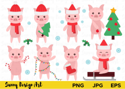 Cute pigs clipart New Year 2019 symbol pig Christmas | Cute ...