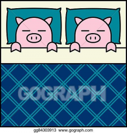 Vector Clipart - Sleeping pig couple. Vector Illustration ...