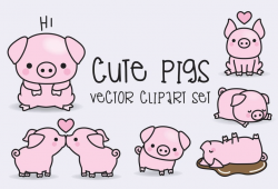 Premium Vector Clipart - Kawaii Pigs - Cute Pigs Clipart Set - High Quality  Vectors - Instant Download - Kawaii Clipart