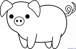 Piglet Pig Cute Lineart Clip Art - Sweet Clip Art