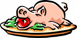 Roast Pig with Apple in Mouth - Vector Image