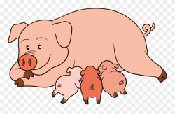 Pinterest Clip Art - Pig With Piglets Clipart - Png Download ...