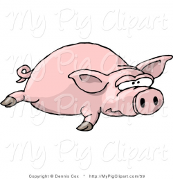 Swine Clipart of a Big Tired Pig Laying on the Ground by ...