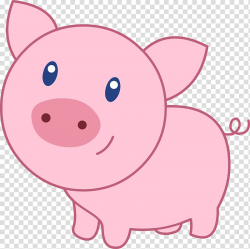 Pink pig illustration, Domestic pig , Cute Pig transparent ...