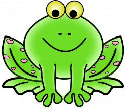 Clipart - Green Valentine Frog with pink hearts