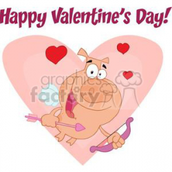A Happy Valentines Day Pig Dressed Up As Cupid clipart. Royalty-free  clipart # 378211
