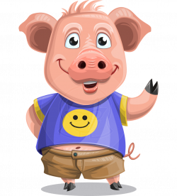 Vector Pig Cartoon Character - Ricky the Happy Piggy | GraphicMama ...