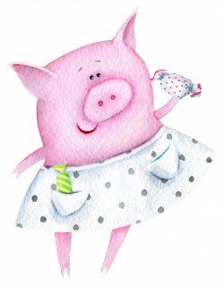 Domestic pig Piglet Watercolor painting Illustration - Cartoon pig ...