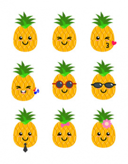 Cute Pineapples Clipart, Pineapple SVG, Pineapples with Sunglasses, Fruit