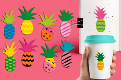 Colorful Pineapple clipart graphic Funky Pineapples