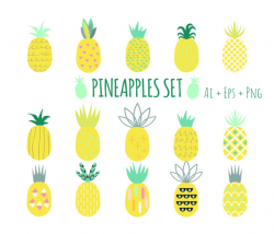 Pineapple Clipart, Pineapples Set, Pine Vector Pineapple ...
