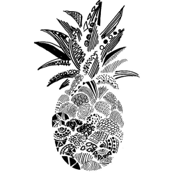 Artistic Pineapple Drawing, Pen ,