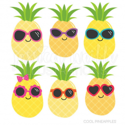 Cool Pineapples Cute Digital Clipart, Commercial Use OK, Pineapple  Graphics, Summer Clip art, Summer Sunglasses clipart, tropical clipart