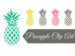 Digital clip art | Pineapples pink aqua yellow grey ...