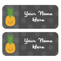 Pineapple Label 1.75×0.75″. Set of 48. Choose from 11 background ...