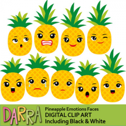 Pineapple emotions clip art, feelings clipart