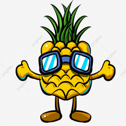 Cartoon Pineapple Man Tide Design, Cartoon, Color, Tide PNG ...