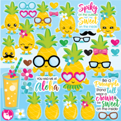 Pineapple party clipart commercial use, vector graphics ...