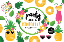 Party Like A Pineapple Clipart Graphics & Digital Paper Patterns Bundle