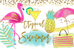 Flamingo Clipart, Pineapple Tropical clip art