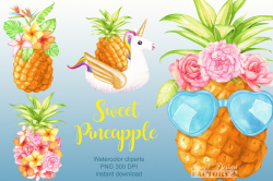 Watercolor pineapple clipart