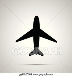 Vector Art - Plane simple black icon. Clipart Drawing ...