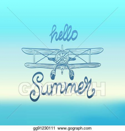 Vector Clipart - Hello summer plane. Vector Illustration ...