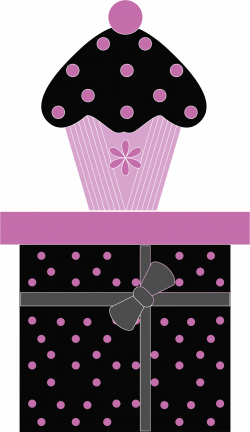 Clipart - Cupcake On Gift Box