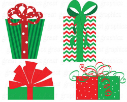 Christmas Present Clip Art Red and Green Christmas Present ...