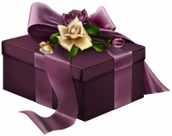 Purple 3D Present with Roses Clipart | Gallery Yopriceville - High ...
