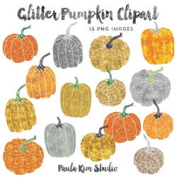 Gold Glitter Clip Art, Pumpkin Clipart, Thanksgiving Clipart Instant  Download, Commercial Use Fall Clip Art
