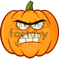 Angry Orange Pumpkin Vegetables Cartoon Emoji Face Character With Grumpy  Expression clipart. Royalty-free clipart # 403952