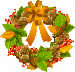 Colorful Clip Art for The Fall Season: Grapevine and Nuts Wreath ...