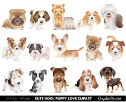 Dog Clipart 2 Puppy Clipart cute dogs clip art puppy clipart dog  illustration For Personal and Commercial Use/ INSTANT DOWNLOAD