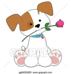 Vector Illustration - Cute puppy with rose. EPS Clipart ...