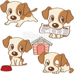 Four Poses Of Puppy Stock Illustration - Download Image Now ...