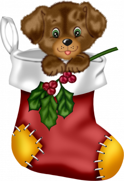Christmas Red Stocking with Puppy PNG Clipart | Gallery ...