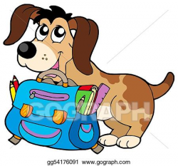Drawing - Dog with school bag. Clipart Drawing gg54176091 ...