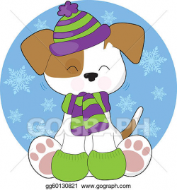 EPS Vector - Cute puppy winter. Stock Clipart Illustration ...