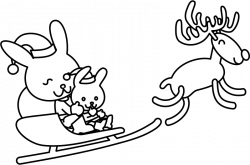 Clipart - Santa Bunny Coloring Page
